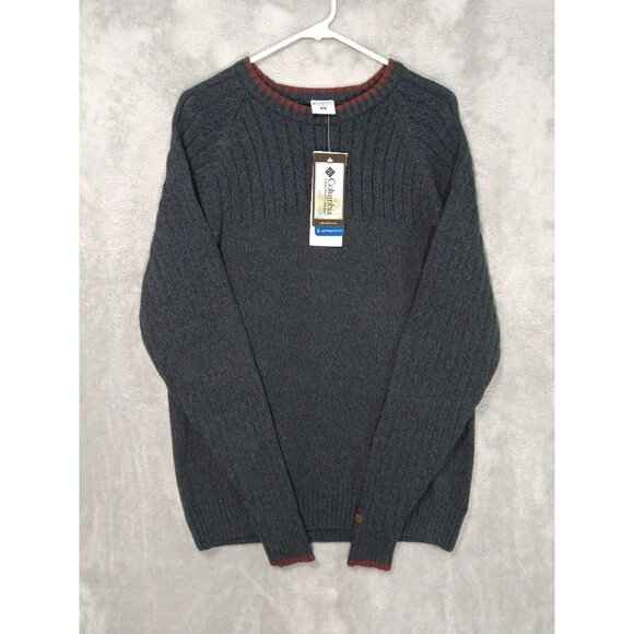 Columbia Sweater Mens Medium Gray ROC II Crew Neck Cotton Pullover Authentic Fit - Picture 1 of 9